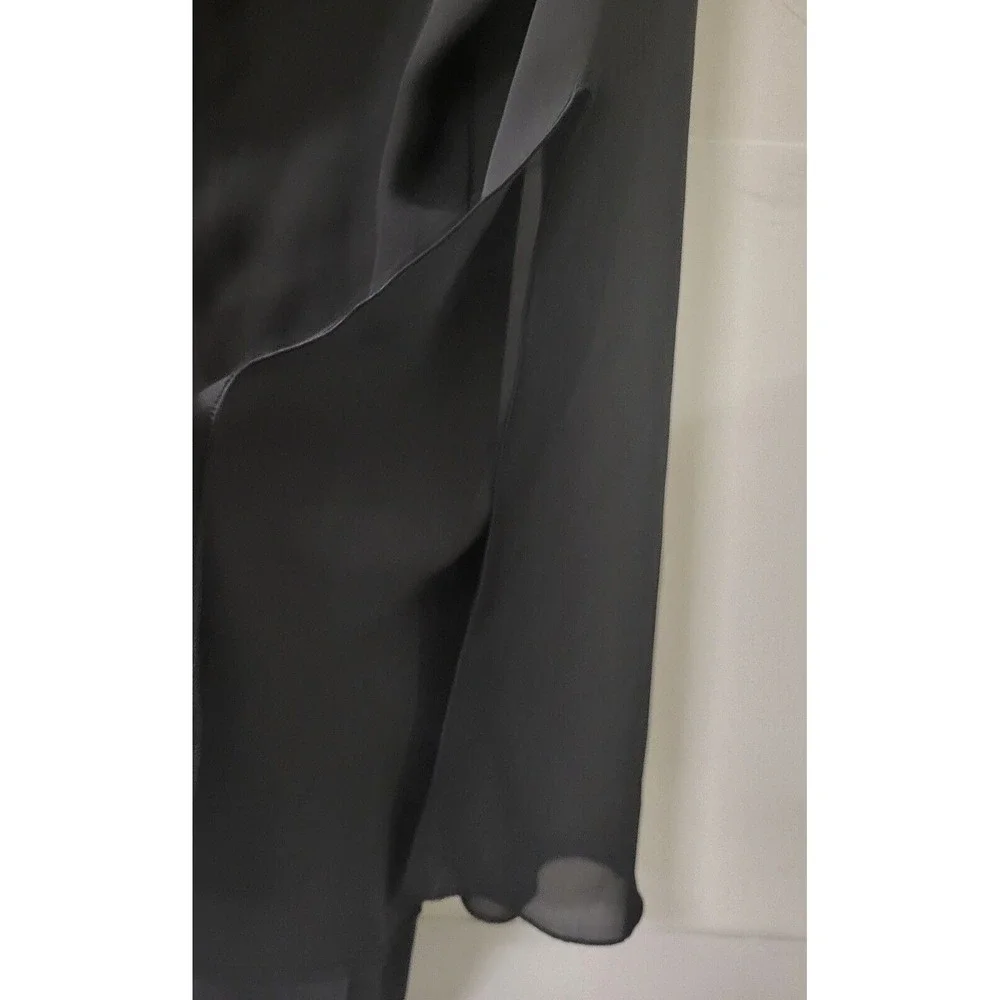 Vintage,La Palapa, Black Chiffon Asymetric Women's Top, Bell Sleeves, Size M USA - Picture 7 of 8